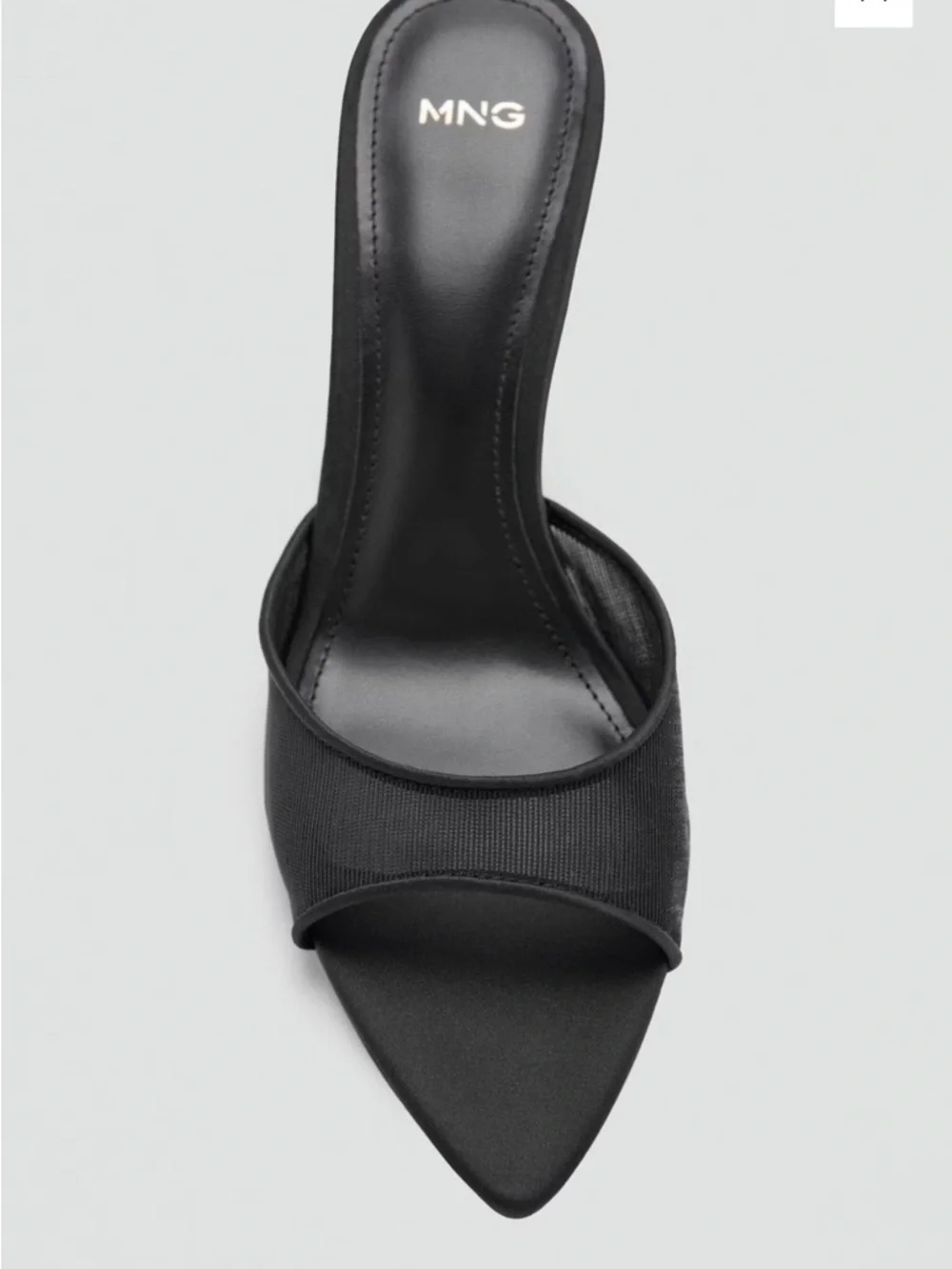 Mango Black Mesh Open-Toe Slide Heels - Picture 4 of 7